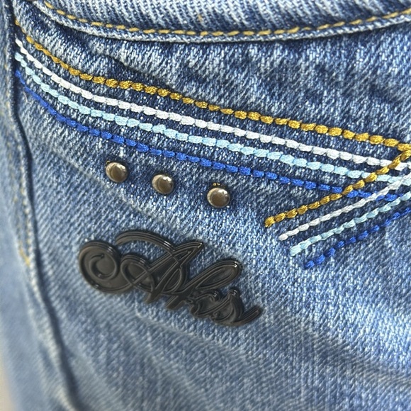 (T6) Akademiks VTG Y2K Embroidered Wide Leg Blue Jeans for Youth Size 16 Retro - Picture 9 of 16